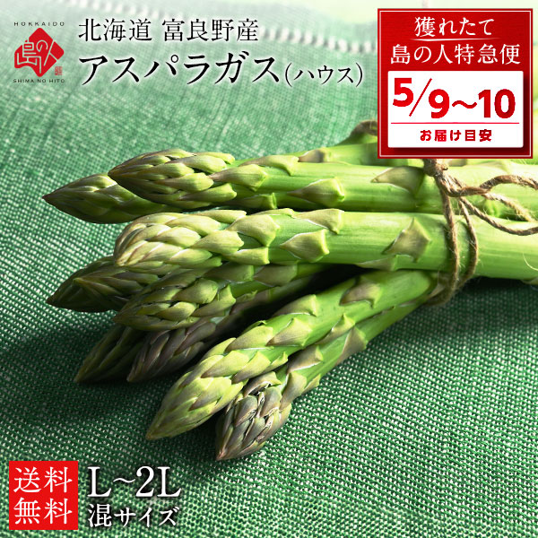 【母の日お届け】北海道 富良野産 朝もぎハウスグリーンアスパラ<br>L～2L混サイズ【秀品】