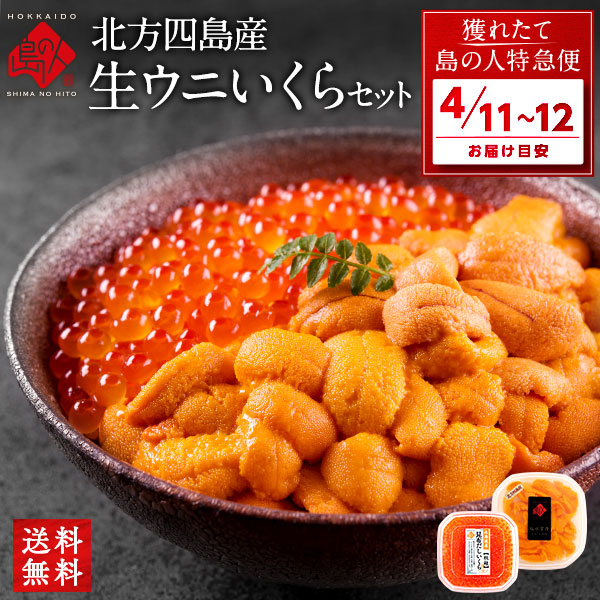 【4月11日～4月12日お届け】北方四島産 生エゾバフンウニ 80g＋昆布だしイクラ 50g【送料無料】